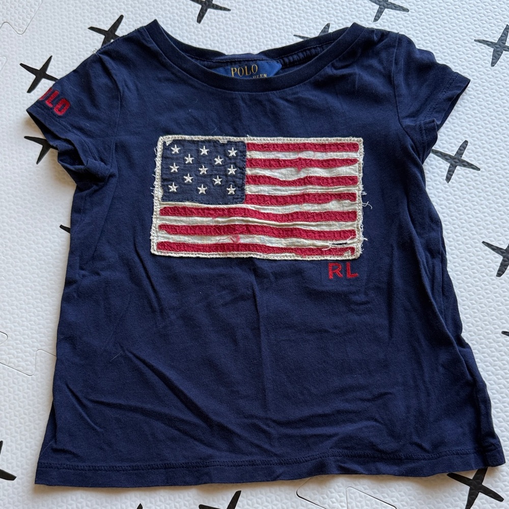 Polo by Ralph Lauren Kids Navy T-Shirt with American Flag